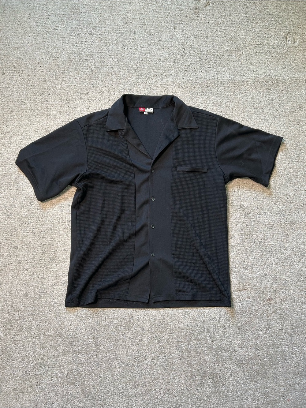 Vintage Iz It U Shirt Men Sz L Satin Black Textured Stretch Rockabilly Bowling
